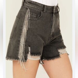BLUE B High Rise Rhinestone Denim Shorts SMALL